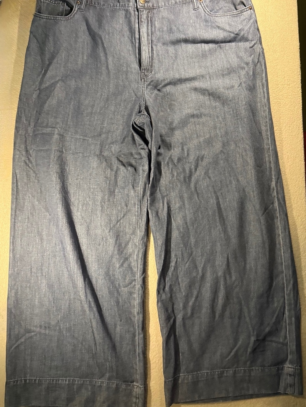 Crown & Ivy Wide-Leg Denim Pants with Elastic Waist